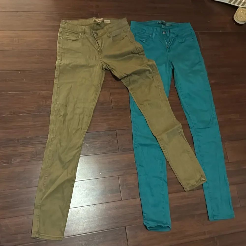 Pair of PAIGE Denim Jeans Green & Teal Color - 2 Pair NEW Skinny Jeans - Size 26